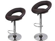 Ediors Set of 2 Synthetic Leather Modern Adjustable Swivel Barstools Hydraulic Chair Bar Stools Coffee Brown