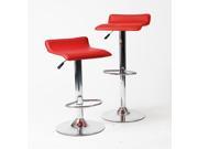 Ediors Contemporary Chrome Air Lift Adjustable Swivel Stools with Red Seat Set of 2