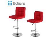 Ediors Furniture 2 Swivel Elegant PU Leather Modern Adjustable Hydraulic Bar Stools Red