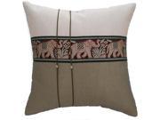 Avarada Striped Elephant Throw Pillow Cover Decorative Sofa Couch Cushion Cover Zippered 16x16 Inch 40x40 cm White Ivory Khaki