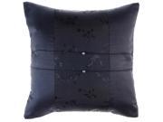 Avarada Striped Mei Floral Flower Throw Pillow Cover Decorative Sofa Couch Cushion Cover Zippered 16x16 Inch 40x40 cm Black