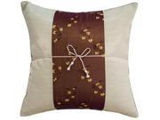 Avarada Striped Mei Floral Flower Throw Pillow Cover Decorative Sofa Couch Cushion Cover Zippered 16x16 Inch 40x40 cm Beige Brown
