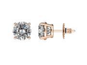 Sterling Silver Stainless Steel CZ Stud Earrings Rose Gold Plated 1.0
