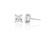 Princess CZ Stud Earrings Sterling Silver 14k Solid Gold Post Ylw Gold 1.50