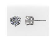 14k Sterling Silver 3 Prong Martini CZ Stud Earrings Plat Plated 2.00 CTW