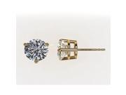 14k Sterling Silver 3 Prong Martini CZ Stud Earrings Ylw Gold Plated 4.0 CTW