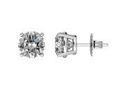 Sterling Silver Surgical Stainless Steel CZ Stud Earrings Plat Plated 2.00