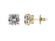 Silver Surgical Stainless Steel CZ Stud Earrings Ylw Gold Plated 6.25