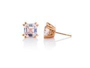 Asscher Cut CZ Stud Earrings Silver 14k Solid Gold Post Rose Gold Plated 1.50