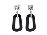 Sterling Silver Black Ceramic CZ Earrings Rose Gold Plated