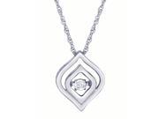 Double Flame Sterling Silver Dancing Diamond Pendant 0.01ctw w 18 Rope Chain