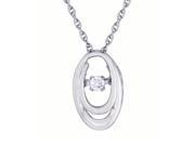 Double Oval Sterling Silver Dancing Diamond Pendant 0.01ctw w 18 Rope Chain