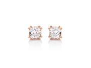Cushion Cut CZ Stud Earrings Silver 14k Solid Gold Post Platinum Plated 1.50