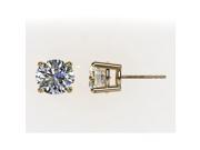 14k Gold Sterling Silver 4 Prong CZ Stud Earrings Ylw Gold Plated 4.00 CTW