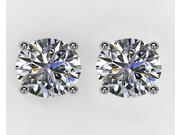 14k Gold Sterling Silver 4 Prong CZ Stud Earrings Platinum Plated 4.00 CTW