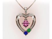 His Hers Couple s Heart Birthstone Pendant Rose Gold Plated