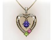 His Hers Couple s Heart Birthstone Pendant 10k Yellow Gold