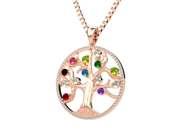MAMA Silver Tree of Life Mother s Pendant 11 Stone Yellow Gold Plated