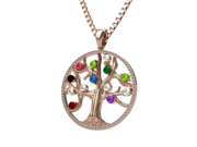 MAMA Silver Tree of Life Mother s Pendant 5 Stone Rose Gold Plated