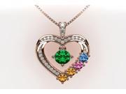 MAMA Mother Child Heart Pendant 4 Stone Rose Gold Plated