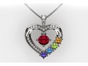 MAMA Mother Child Heart Pendant 4 Stone 925 Sterling Silver
