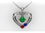 MAMA Mother Child Heart Pendant 2 Stone 925 Sterling Silver