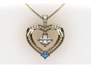MAMA Mother Child Heart Pendant 1 Stone Yellow Gold Plated