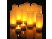 Megadream® Set of 12 Rechargeable Flameless Flickering LED Tealight Candle Set 6cm Tall White for Party Wedding Restaurant Exhibition Spas Salons Theat