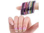 30 Pcs Mixed Colors Rolls Striping Tape Line Nail Art Tips Decoration Sticker FTF
