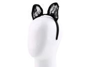 Womens Black Lace Cat Ears Headband Costume Fancy Dress Party Accessories
