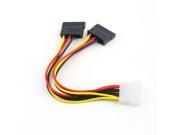 New 4 Pin IDE Molex to 2 of 15 Pin Serial ATA SATA HDD Power Adapter Cable