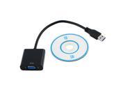 USB 3.0 to VGA Video Graphic Display External Cable Adapter for Windows 7 8 black