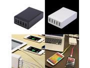 Portable Smart Charger 5 Ports USB Hub Adapter for Cell Phones Tablet White