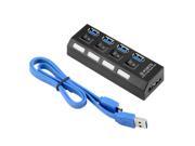 New High Speed USB 3.0 Hub 4 Ports Speed 5Gbps With On Off Switch And Cable Universal For PC Laptop Computer Desktop Black