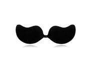 Sexy Push Up Self Adhesive Silicone Bust Front Closure Strapless Invisible Bra black