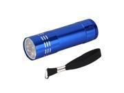 1pc Mini Aluminum UV Ultra Violet 9 LED Flashlight Torch Light Lamp New Blue