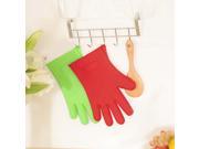 Kitchen Heat Resistant Silicone Glove Oven Pot Holder Baking BBQ Cooking Tool Green