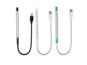 Flexible USB 10LED Lamp Light For Laptop Notebook Computer PC Reading Night silver