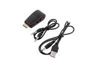 Black HDMI to VGA Video Converter Box Adapter AV Audio Cable For PC PS3 HD TV FF