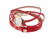 Fashion Wrap Around Ladies Braided Multi Strap Chain Bracelet Watch red