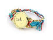 Fashion Colorful Women Ethnic Braided Quartz Chain Bracelet Wrist Watch 3