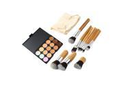 15 Colors Contour Face Cream Makeup Concealer Palette 11pcs Bamboo Brush Set