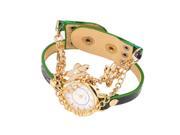 Women PU Leather Flower Multi Layers Bracelet Quartz Analog Wrist Watch