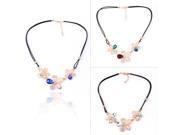 Korean Style Three leaves Plum Flowers Full Opal Necklace PU Chain