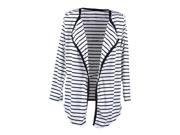 Women Long Sleeve Striped Peplum Casual Tops Cardigan Blouse Jacket Coat pop