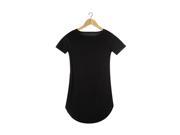 Plus Size Women Tops Cropped Short Sleeve Side Slit Casual Long Cotton T shirt
