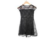 Women Floral Lace Short Sleeve Cocktail Casual Mini Dress for Evening Party
