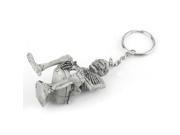 Skeleton on Toilet Key Chain Key Ring Novelty Gift Rubber Metal Ring