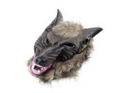 Latex Animal Wolf Head With Hair Mask Fancy Dress Costume Party Scary Halloween