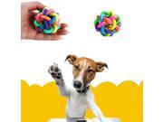 Magical Dog Bite Toy Rainbow Color Woven Knot Rubber Bell Ball Pet Toy